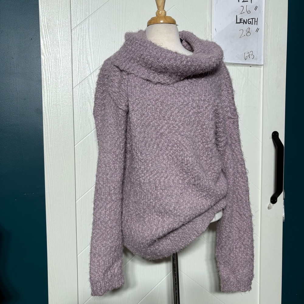 Kenneth Cole Reaction Lavender Popcorn Eyelash Knit Cowl Neck‎ Sweater XXL